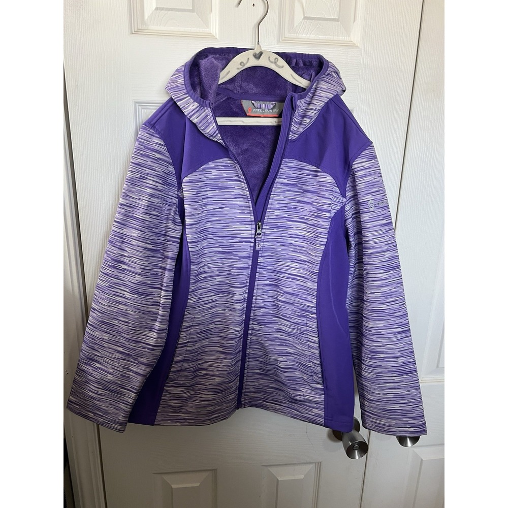Girls Free Country Zip Front Hooded Jacket-Purple Size 14/16Water/Wind Resistant